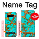 LG V60 ThinQ 5G Hard Case Aqua Copper Turquoise Gems with custom name