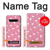 LG V60 ThinQ 5G Hard Case Pink Flamingo Pattern with custom name