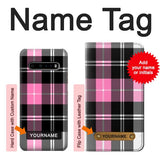 LG V60 ThinQ 5G Hard Case Pink Plaid Pattern with custom name