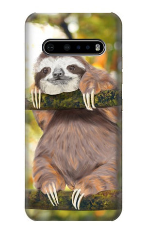 LG V60 ThinQ 5G Hard Case Cute Baby Sloth Paint