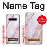 LG V60 ThinQ 5G Hard Case Soft Pink Marble Graphic Print with custom name