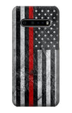 LG V60 ThinQ 5G Hard Case Firefighter Thin Red Line American Flag