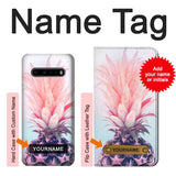 LG V60 ThinQ 5G Hard Case Pink Pineapple with custom name