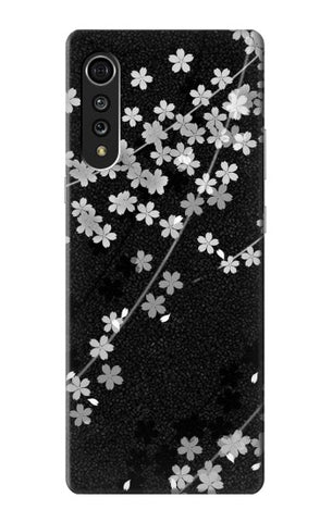 LG Velvet Hard Case Japanese Style Black Flower Pattern