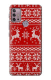 Motorola Moto G30 Hard Case Christmas Reindeer Knitted Pattern
