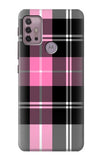 Motorola Moto G30 Hard Case Pink Plaid Pattern