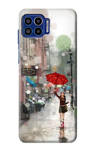 Motorola One 5G Hard Case Girl in The Rain