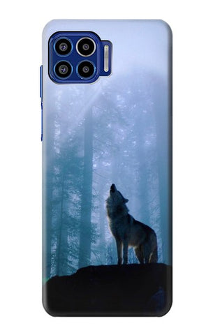 Motorola One 5G Hard Case Wolf Howling in Forest