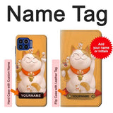 Motorola One 5G Hard Case Maneki Neko Lucky Cat with custom name