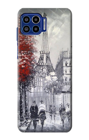 Motorola One 5G Hard Case Eiffel Painting of Paris