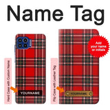 Motorola One 5G Hard Case Tartan Red Pattern with custom name