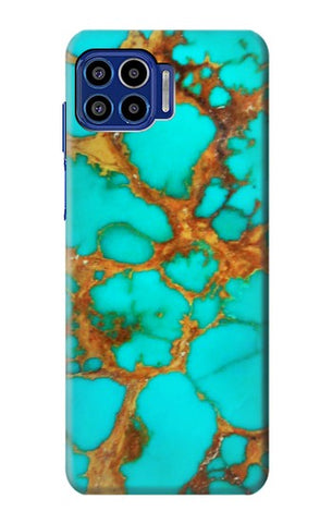 Motorola One 5G Hard Case Aqua Copper Turquoise Gems