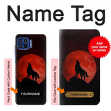 Motorola One 5G Hard Case Wolf Howling Red Moon with custom name