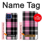 Motorola One 5G Hard Case Pink Plaid Pattern with custom name