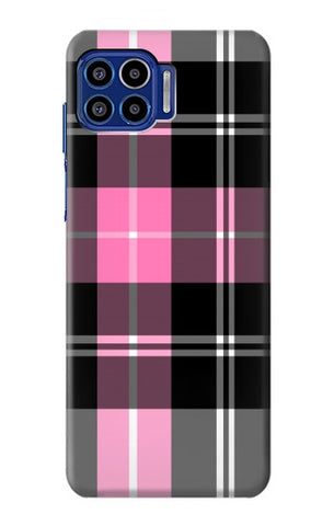 Motorola One 5G Hard Case Pink Plaid Pattern