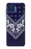 Motorola One 5G Hard Case Navy Blue Bandana Pattern