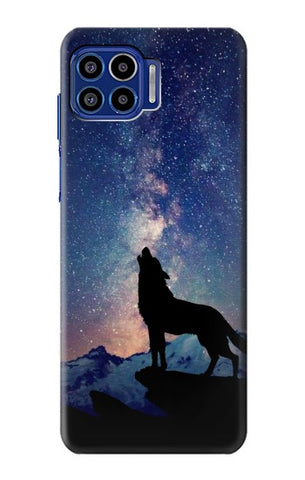 Motorola One 5G Hard Case Wolf Howling Million Star