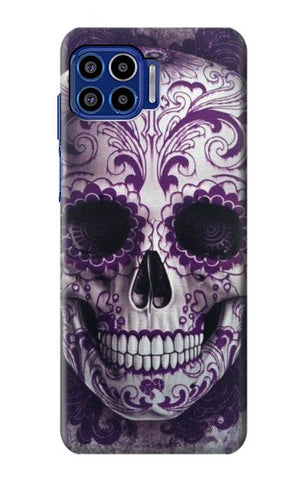 Motorola One 5G Hard Case Purple Sugar Skull