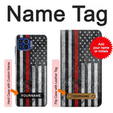 Motorola One 5G Hard Case Firefighter Thin Red Line American Flag with custom name