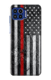 Motorola One 5G Hard Case Firefighter Thin Red Line American Flag