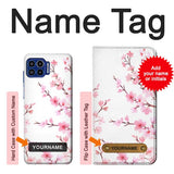 Motorola One 5G Hard Case Pink Cherry Blossom Spring Flower with custom name