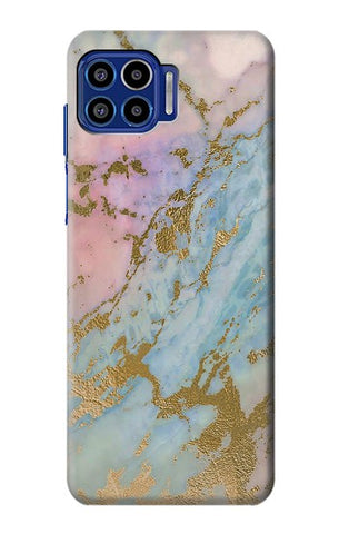 Motorola One 5G Hard Case Rose Gold Blue Pastel Marble Graphic Printed