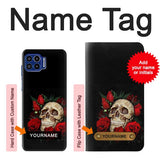 Motorola One 5G Hard Case Dark Gothic Goth Skull Roses with custom name