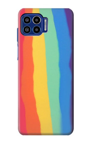 Motorola One 5G Hard Case Cute Vertical Watercolor Rainbow