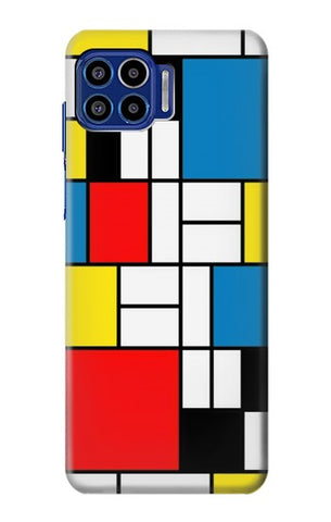 Motorola One 5G Hard Case Piet Mondrian Line Art Composition