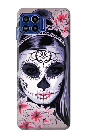 Motorola One 5G Hard Case Sugar Skull Steam Punk Girl Gothic