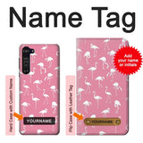 Motorola Edge Hard Case Pink Flamingo Pattern with custom name