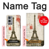 OnePlus 9 Pro Hard Case Eiffel Tower Paris Postcard with custom name