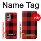 OnePlus 9 Pro Hard Case Red Buffalo Check Pattern with custom name