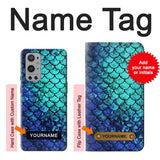 OnePlus 9 Pro Hard Case Green Mermaid Fish Scale with custom name