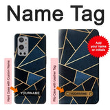 OnePlus 9 Pro Hard Case Navy Blue Graphic Art with custom name