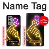 OnePlus 9 Pro Hard Case Cute Mini Heart Neon Graphic with custom name