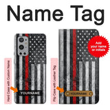 OnePlus 9 Pro Hard Case Firefighter Thin Red Line American Flag with custom name