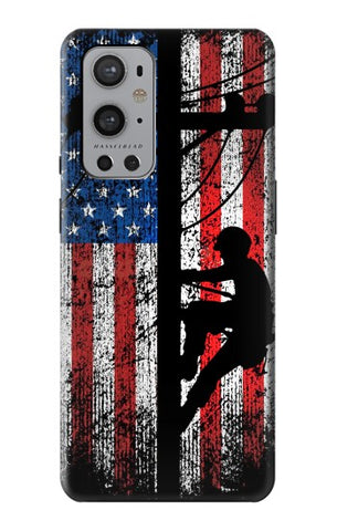 OnePlus 9 Pro Hard Case Electrician Lineman American Flag