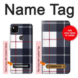 Google Pixel 4a Hard Case Plaid Fabric Pattern with custom name