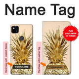 Google Pixel 4a Hard Case Gold Pineapple with custom name