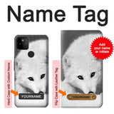 Google Pixel 5A 5G Hard Case White Arctic Fox with custom name