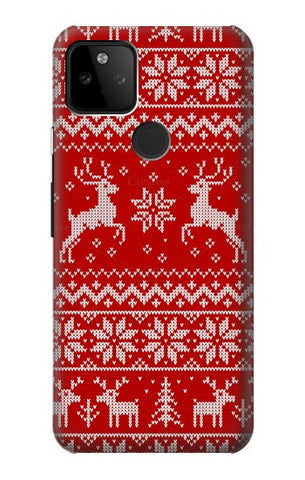 Google Pixel 5A 5G Hard Case Christmas Reindeer Knitted Pattern