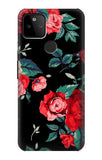 Google Pixel 5A 5G Hard Case Rose Floral Pattern Black