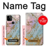 Google Pixel 5A 5G Hard Case Rose Gold Blue Pastel Marble Graphic Printed with custom name
