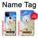 Google Pixel 5A 5G Hard Case Arctic Polar Bear in Love with Seal Paint with custom name