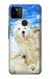 Google Pixel 5A 5G Hard Case Arctic Polar Bear in Love with Seal Paint