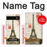 Google Pixel 6a Hard Case Eiffel Tower Paris Postcard with custom name