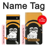 Google Pixel 6a Hard Case Funny Monkey with Headphone Pop Music with custom name
