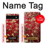 Google Pixel 6a Hard Case Red Blossoming Almond Tree Van Gogh with custom name