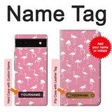 Google Pixel 6a Hard Case Pink Flamingo Pattern with custom name